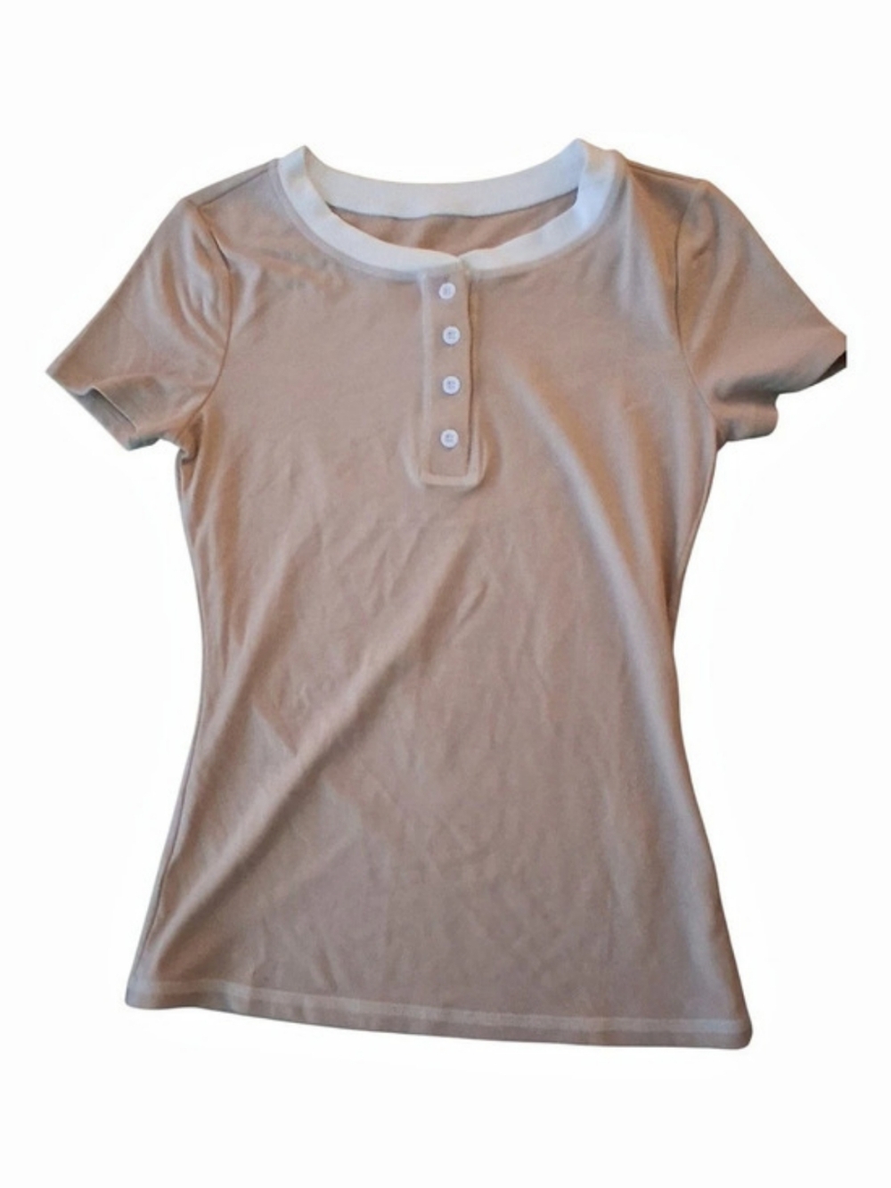 New Henley Short Sleeve Top in Pink Size Small Like